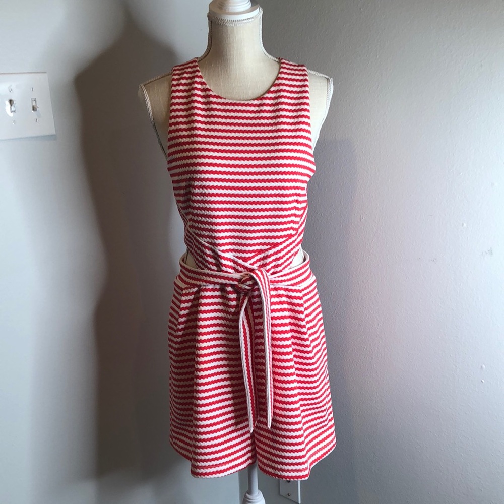 Hutch striped romper with tie waist and cut-outs